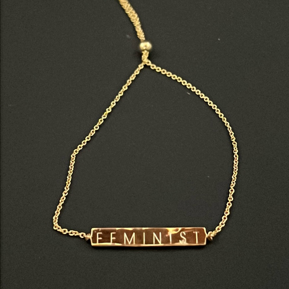 Gorjana Bespoke Sterling Silver Bracelet Engraved “Feminist”